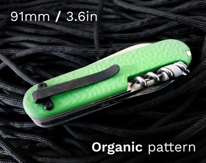 Swiss Army Knife Scales w/ Clip - 91mm/3.6in - ORGANIC pattern